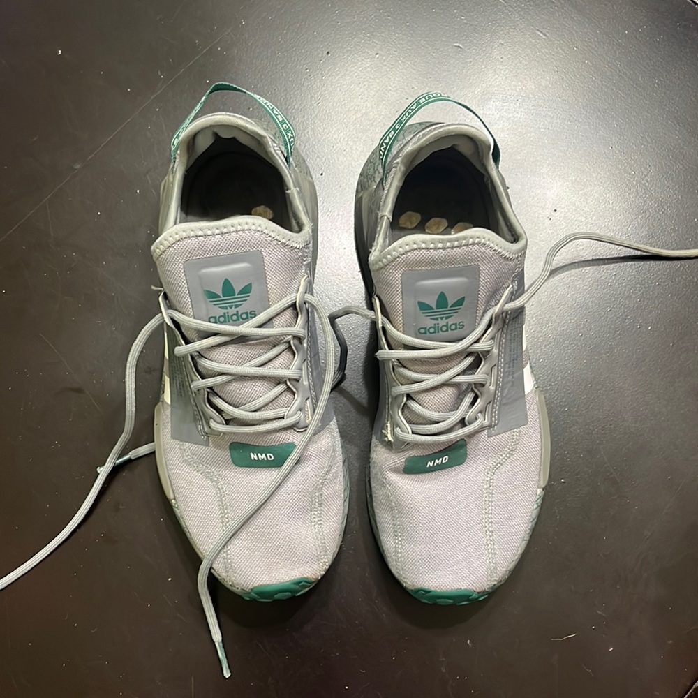 Gray and Green Adidas NMD Sneakers Size 7